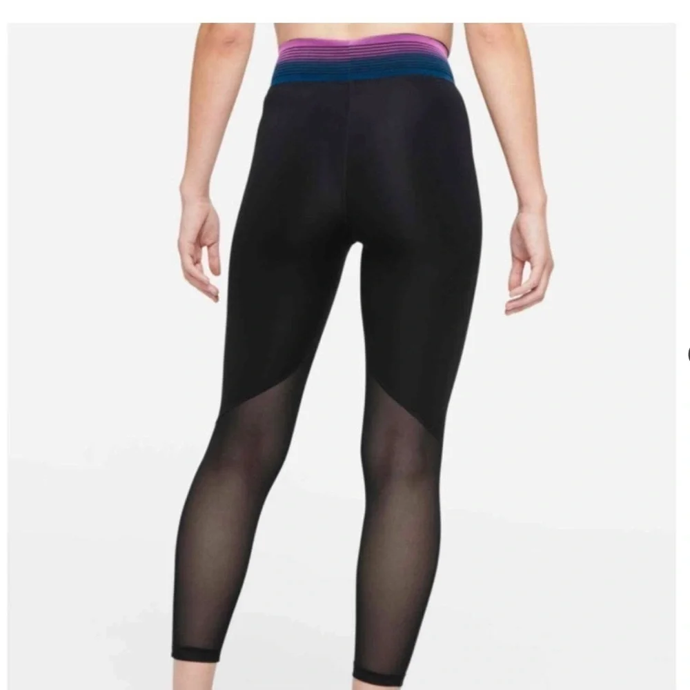 Nike Pro Intertwist Women's Leggings Black Purple Blue Compression Pants Large